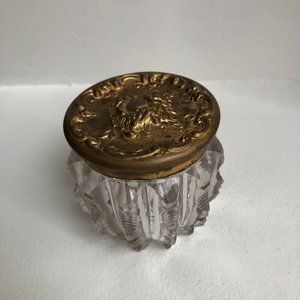 Antique Cut Crystal Jewelry Trinket Jar with Lid